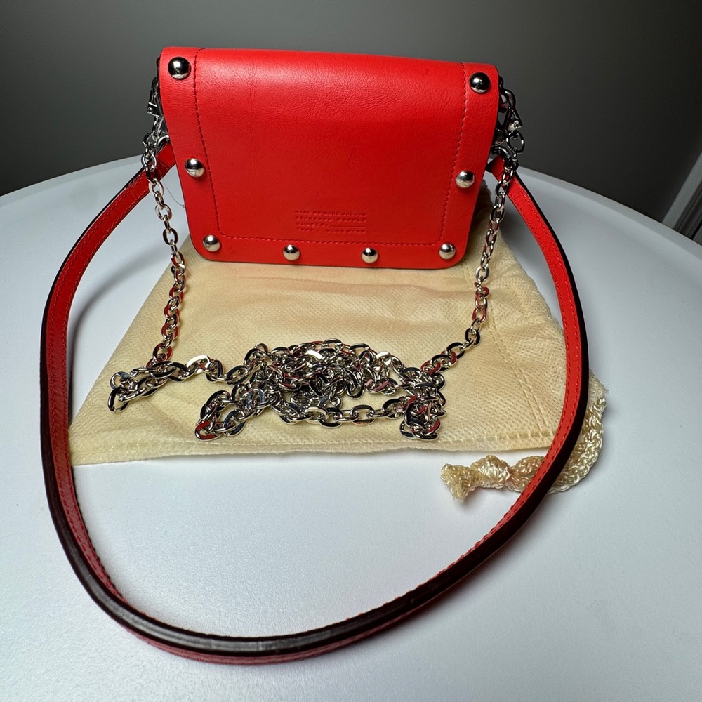 Marc by Marc Jacobs Red Leather Shoulder /Crossbody Bag – Silver Stud Detail